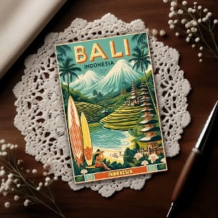 Reise nach Bali, Indonesien im Vintage-Stil Postkarte