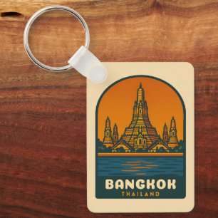Reise nach Bangkok Thailand im Retro-Stil Schlüsselanhänger