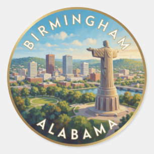 Reise nach Birmingham Alabama Southern City Runder Aufkleber