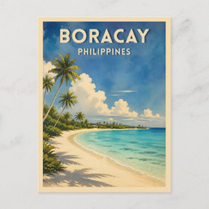 Reise nach Boracay Philippinen im Retro-Stil Stran Postkarte