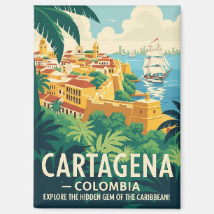 Reise nach Cartagena Kolumbien im Vintage-Stil Magnet