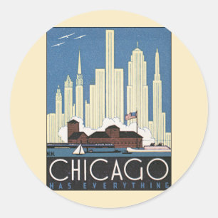 Reise nach Chicago Illinois Wolkenkratzer Skyline  Runder Aufkleber