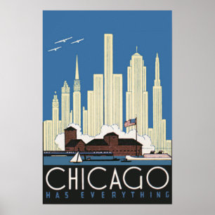 Reise nach Chicago im Vintage-Stil hat alles Stadt Poster