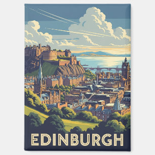 Reise nach Edinburgh Castle im Vintage-Stil Schott Magnet