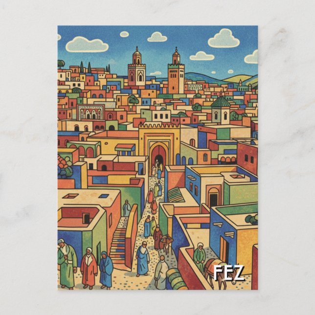 Reise nach Fes Marokko Postkarte (Vorderseite)