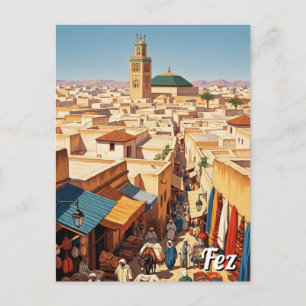 Reise nach Fes Marokko Postkarte