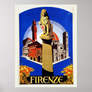 Reise nach Florenz Italien 1920er Jahre Poster