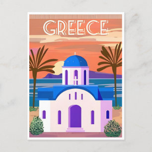 Reise nach Griechenland Santorin Athen Kreta retro Postkarte