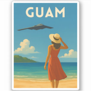 Reise nach Guam Inselstrand im Retro-Stil Aufkleber