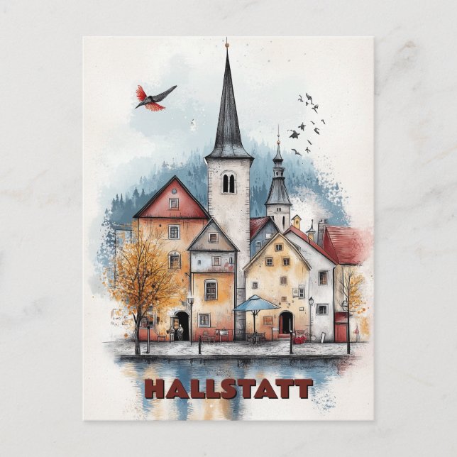 Reise nach Hallstatt Österreich Postkarte (Vorderseite)