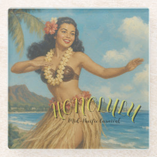 Reise nach Hawaii im Vintage-Stil Glasuntersetzer