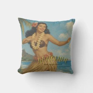 Reise nach Hawaii im Vintage-Stil Kissen