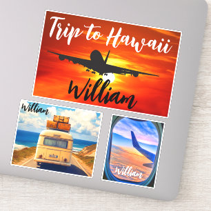 Reise nach Hawaii (Reisestempel) Flugzeug Koffer Aufkleber