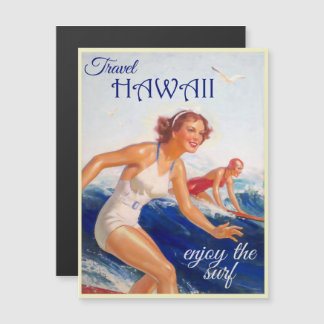 Reise nach Hawaii Vintage-Tourismuswerbung Magnetkarte