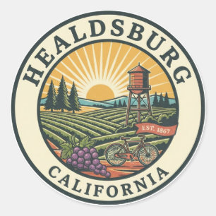 Reise nach Healdsburg Kalifornien Runder Aufkleber