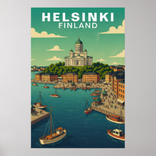 Reise nach Helsinki Finnland Hafenpromenade Poster