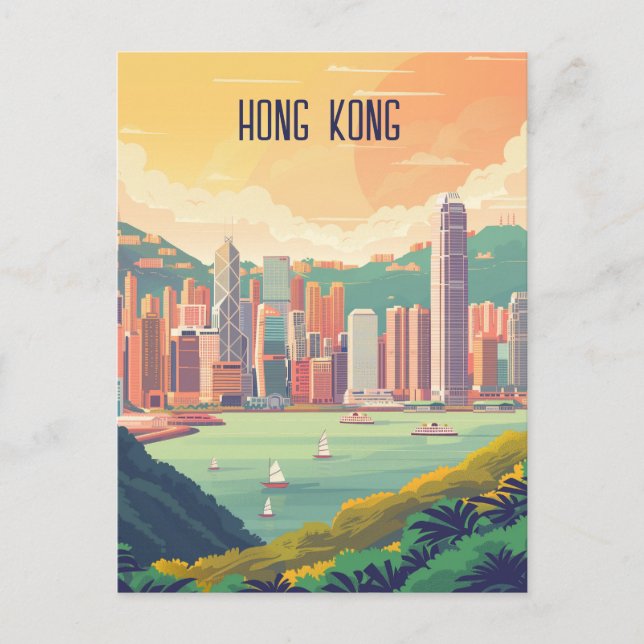 Reise nach Hong Kong Postkarte (Vorderseite)