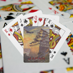 Reise nach Japan, japanische Pagode Flugzeug Spielkarten
