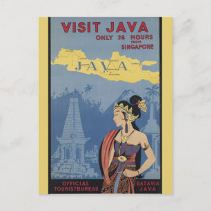 Reise nach Java Indonesien Vintage Postkarte