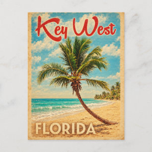 Reise nach Key West Florida mit Palmenstrand im Vi Postkarte