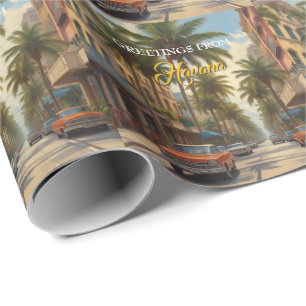 Reise nach Kuba - Grüße aus Havanna Vintage Geschenkpapier