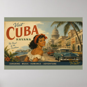 Reise nach Kuba im Vintage-Stil - Grüße aus Havann Poster