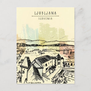 Reise nach Ljubljana Slowenien im Retro-Stil Postkarte
