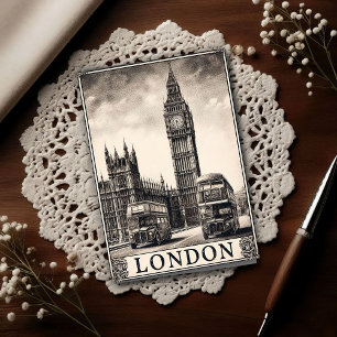 Reise nach London England im Vintage-Stil Postkarte
