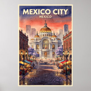 Reise nach Mexico City Mexiko Vintage Poster