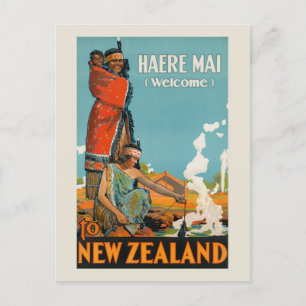 Reise nach Neuseeland Haere Mai Willkommen Maori Postkarte