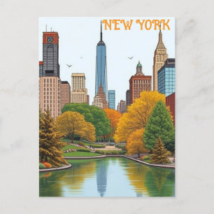 Reise nach New York City Central Park im Vintage-S Postkarte