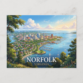 Reise nach Norfolk Virginia | Küstenstadt Panorama Postkarte