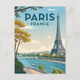 Reise nach Paris im Vintage-Stil Postkarte