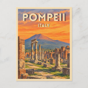 Reise nach Pompeji Italien Sonnenuntergang Retro L Postkarte