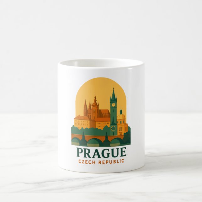 Reise nach Prag Tschechien Retro Kaffeetasse (Mittel)