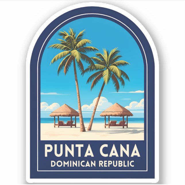 Reise nach Punta Cana Dominikanische Republik Retr Aufkleber (Vorderseite)