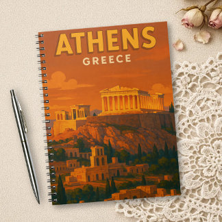 Reise nach Retro Athen Griechenland Notizblock