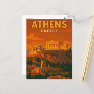 Reise nach Retro Athen Griechenland Postkarte