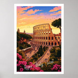 Reise nach Rom Kolosseum Italien Vintage Poster