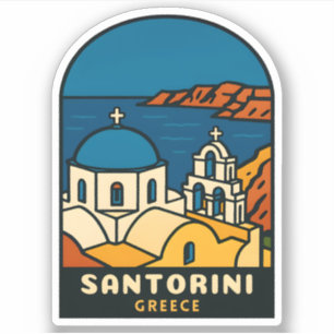Reise nach Santorin Griechenland Retro Küstenstadt Aufkleber