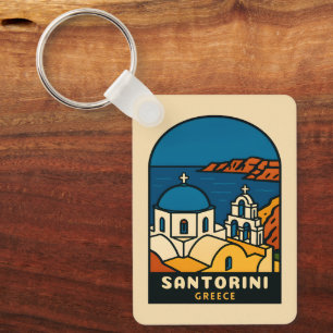 Reise nach Santorin Griechenland Retro Küstenstadt Schlüsselanhänger