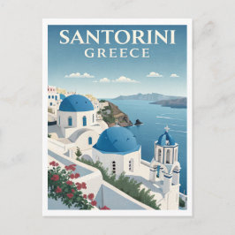 Reise nach Santorini im Vintage-Stil Postkarte