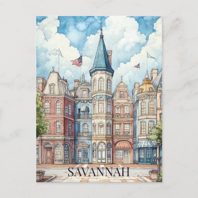 Reise nach Savannah Georgia Postkarte (Vorderseite)