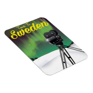 Reise nach Schweden Nordlichter Kamera Poster. Magnet