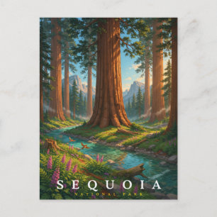 Reise nach Sequoia-Nationalpark Kalifornien Wald Postkarte