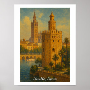 Reise nach Sevilla Spanien Giralda & Torre Oro im  Poster