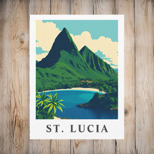 Reise nach St. Lucia in der Karibik im Vintage-Sti Postkarte