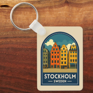 Reise nach Stockholm Schweden Altstadt Retro Schlüsselanhänger