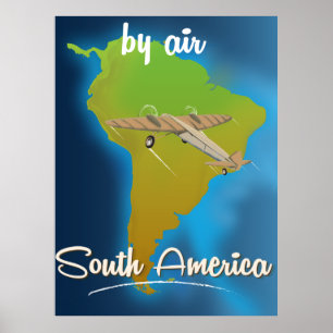 Reise nach Südamerika per Flugzeug Reiseposter Poster
