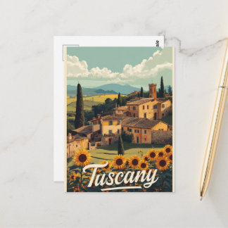 Reise nach Toskana Italien Retro Landschaft  Postkarte